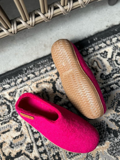 Uld hjemmesko (100% ren uld) - Model Pink m/Gummisål