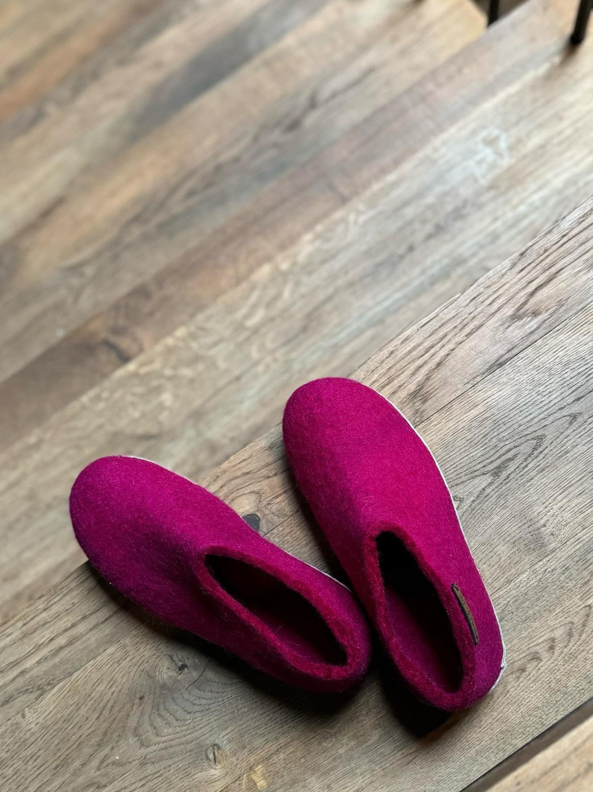 Uldhjemmesko (100% ren uld) - Model Pink m/sål i skind