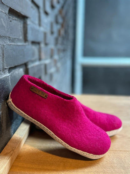 Uldhjemmesko (100% ren uld) - Model Pink m/sål i skind