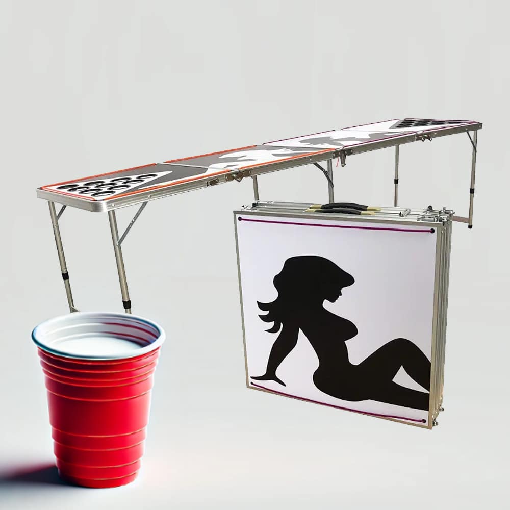 Beer Pong Bord med lys - kopper/bolde medfølger (foldbart)