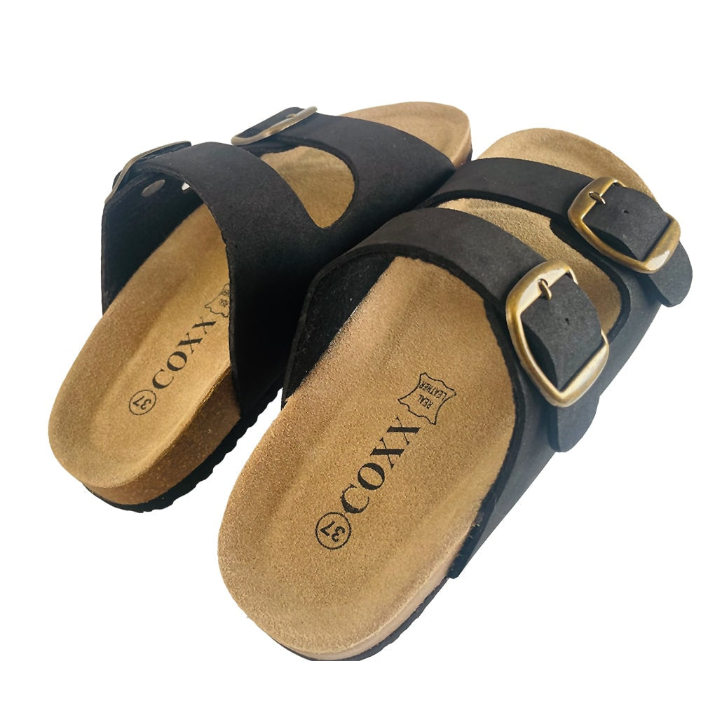 Klassiske Bio Sandaler i Læder m/skålet hæl og tå greb - brune eller sorte -