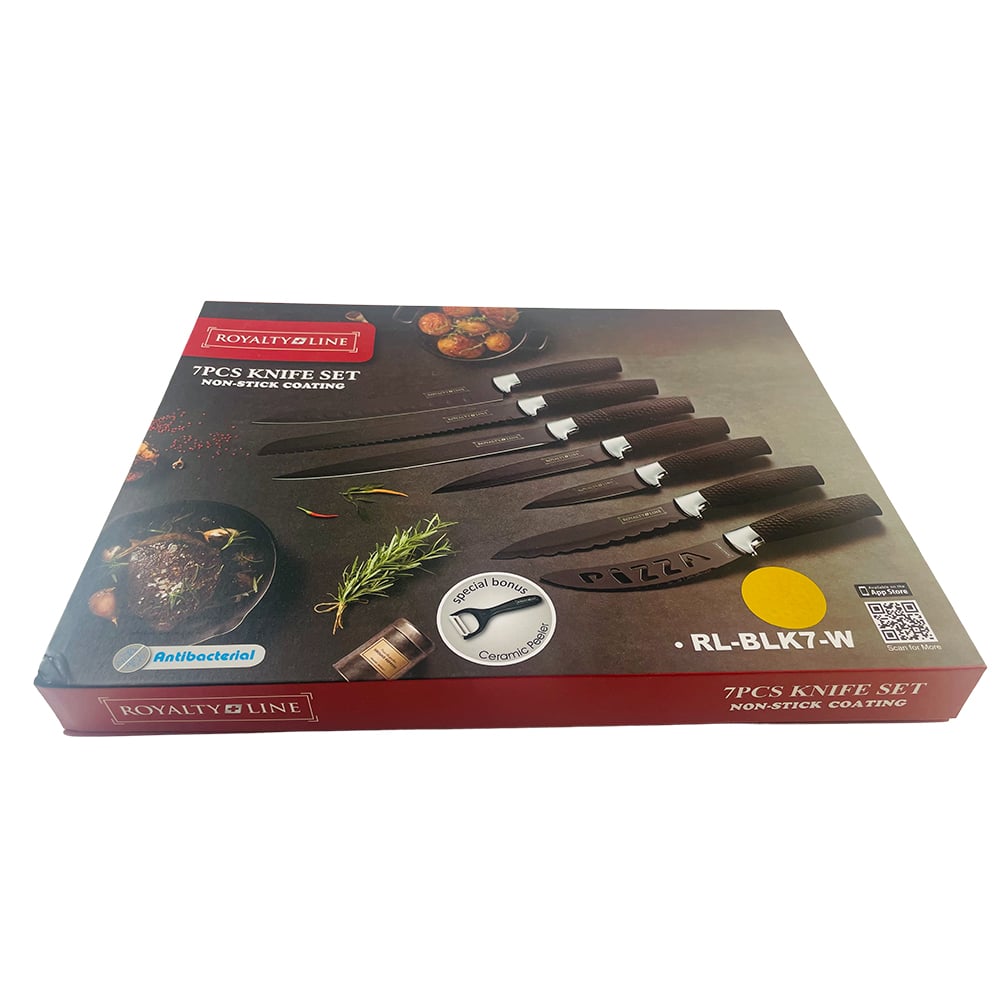 Knivsæt (7 dele + skræller) Royalty Line m/marmorbelægning