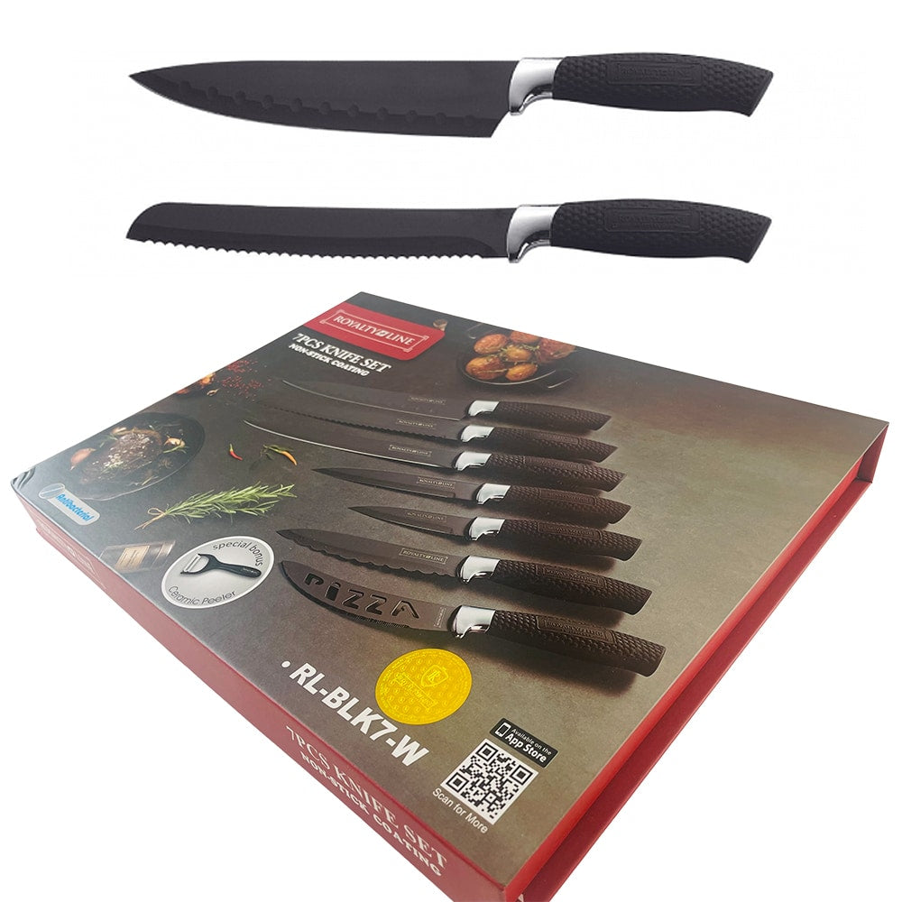 Knivsæt (7 dele + skræller) Royalty Line m/marmorbelægning