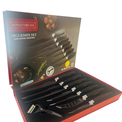 Knivsæt (7 dele + skræller) Royalty Line m/marmorbelægning