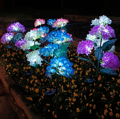 Solcelle-hortensia havelamper