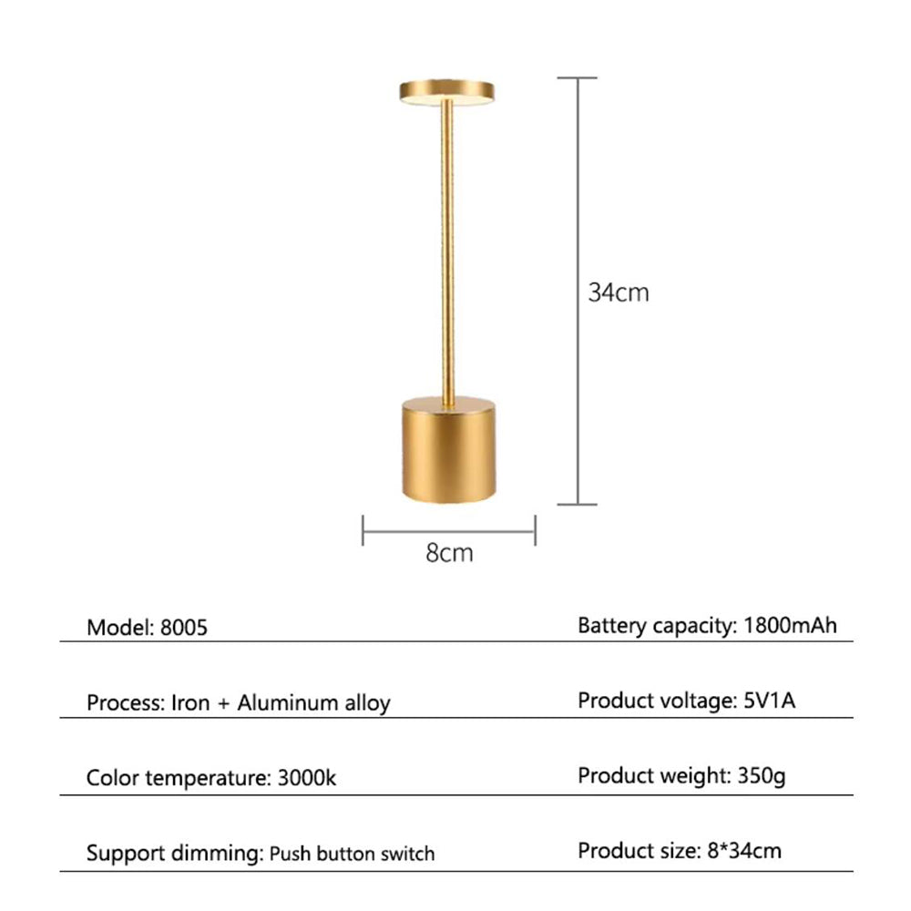 LED Bordlampe, genopladelig - Moderne og Minimalistisk