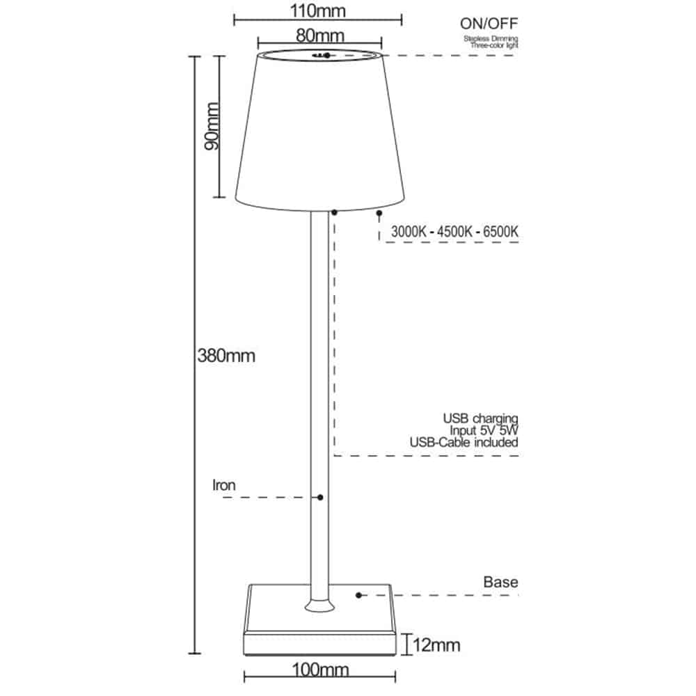 Bordlampe LED m/touch - ledningsfri - 4 farver