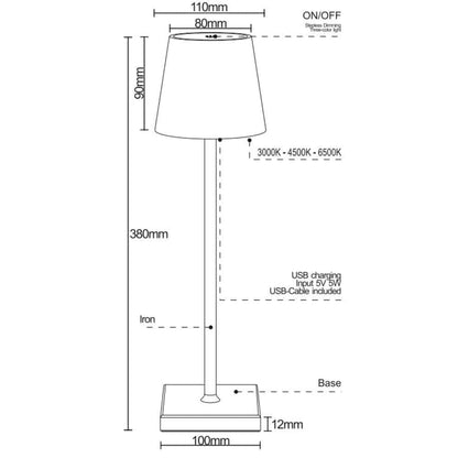 Bordlampe LED m/touch - ledningsfri - 4 farver