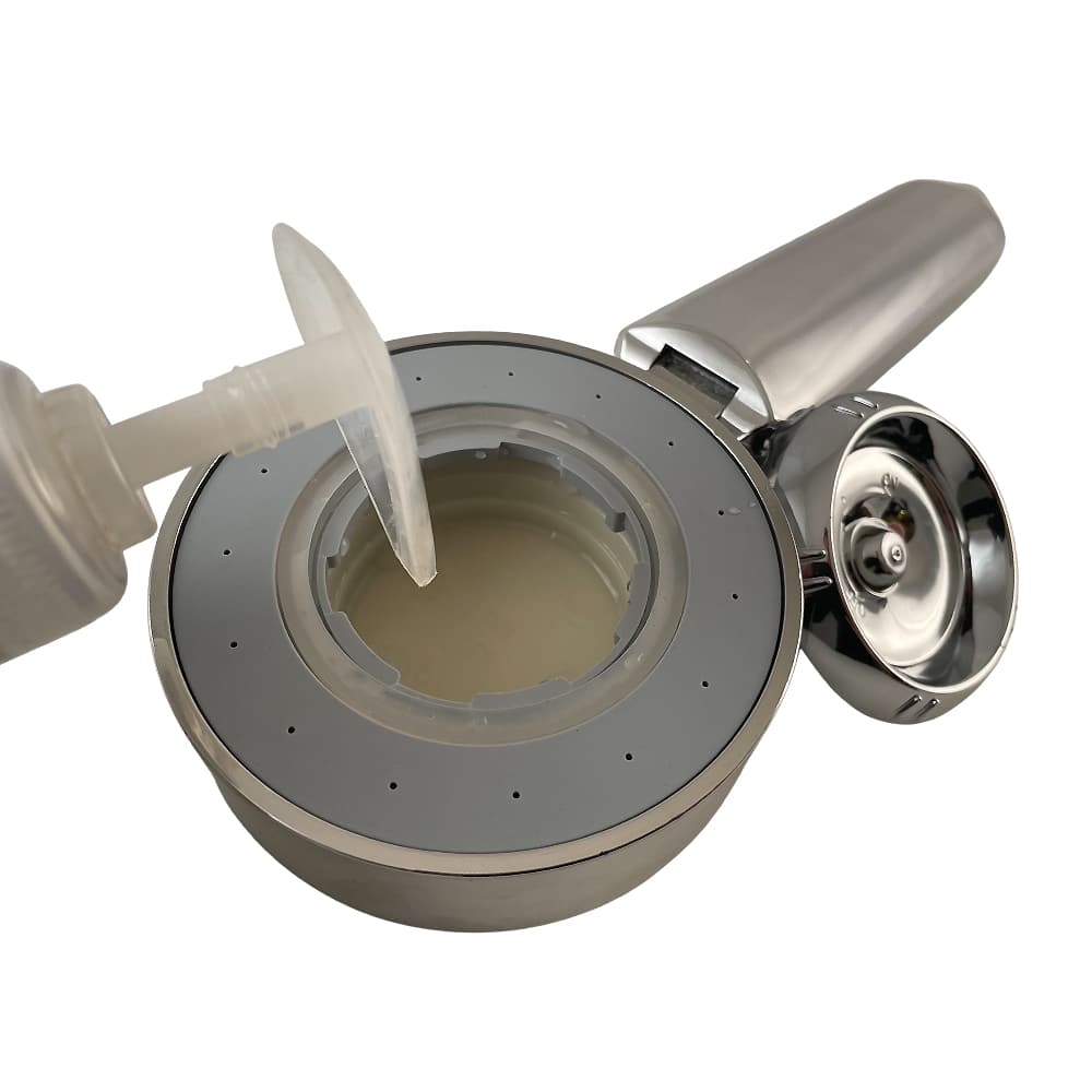 Dobbeltsidet Brusehoved - m/shampoo dispenser