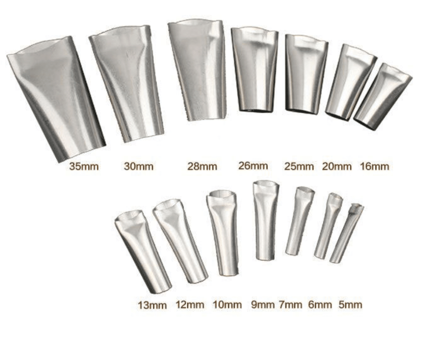 Fugedyser/fugespidser 14 dele - i rustfrit stål str. 5-35 mm