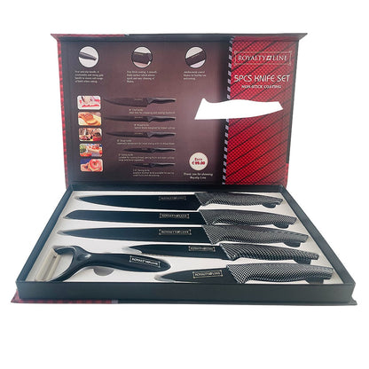 Knivsæt ( 5 dele + skræller) Royalty Line - rustfrit -