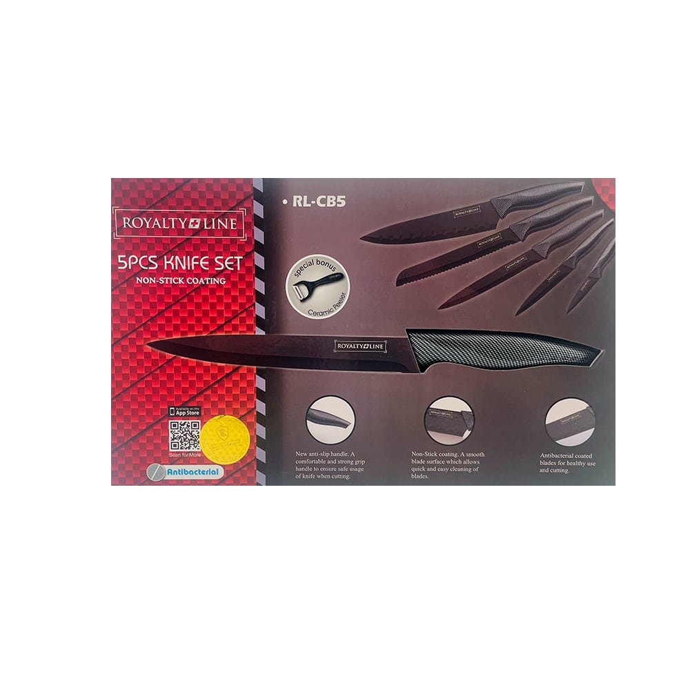 Knivsæt ( 5 dele + skræller) Royalty Line - rustfrit -