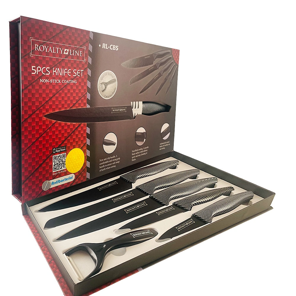 Knivsæt ( 5 dele + skræller) Royalty Line - rustfrit -