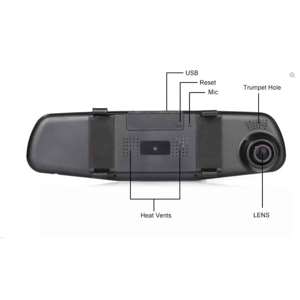 Dashcam bakspejl med front kamera i Fuld HD