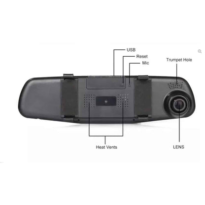 Dashcam bakspejl med front kamera i Fuld HD