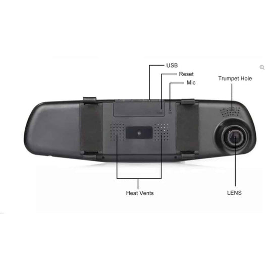 Dashcam bakspejl med front kamera i Fuld HD