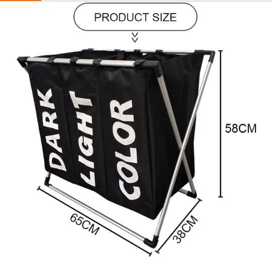 Vasketøjskurv tredelt (fås i flere farver)