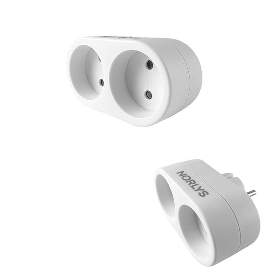 Dobbeltstik Hvid - Norlys - Rund m/2 Udtag