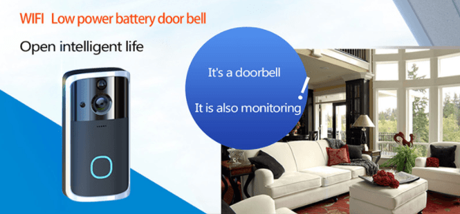 Batteridrevet WiFi Dørklokke m/nattekamera og mikrofon/højtaler (2-vejs)