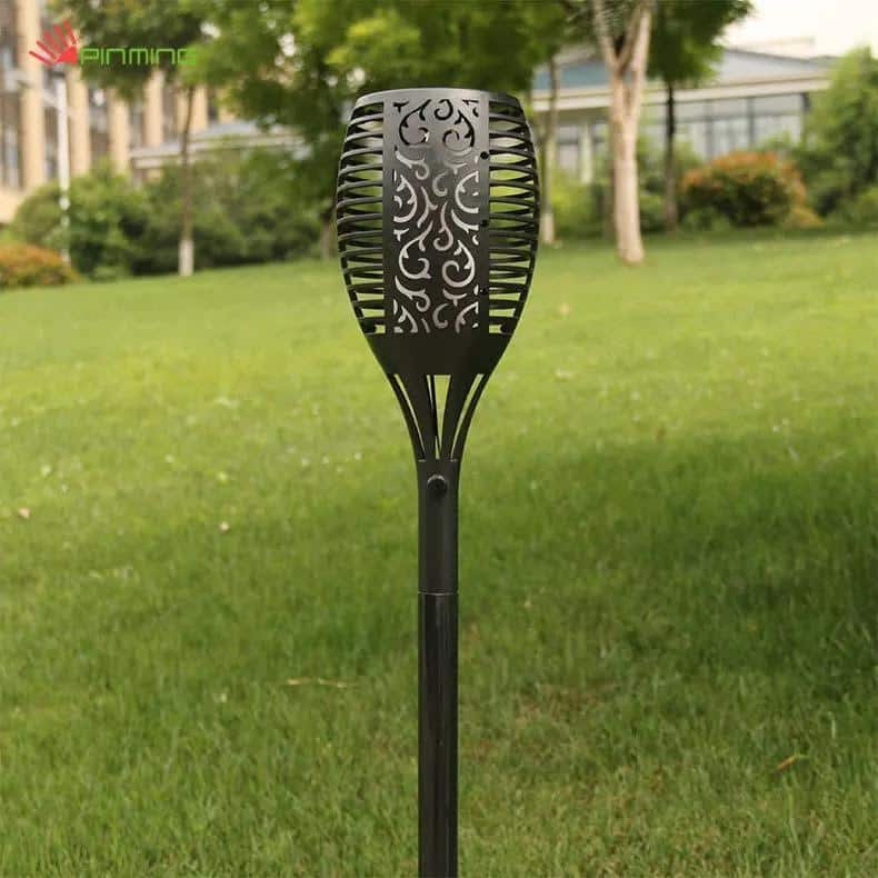 2 stk. flammende LED fakler på spyd med solceller til haven (78 cm.)