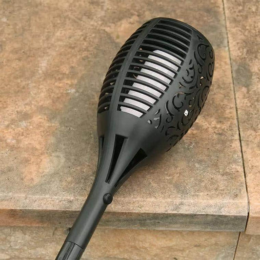 2 stk. flammende LED fakler på spyd med solceller til haven (78 cm.)