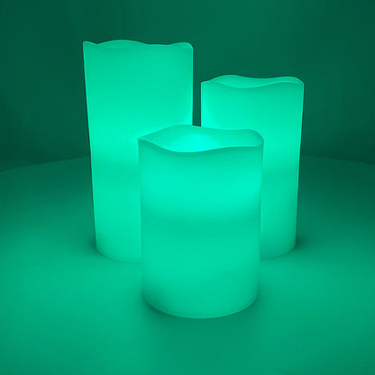 LED stearinlys - 3 stk. - 15/12/10 cm - m/fjernbetjening - 12 forskellige farver