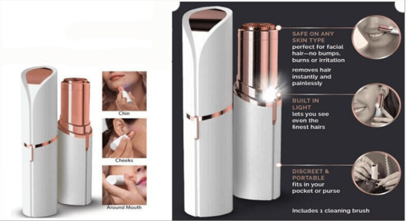 Smertefri hårfjerner med LED - formet som en læbestift