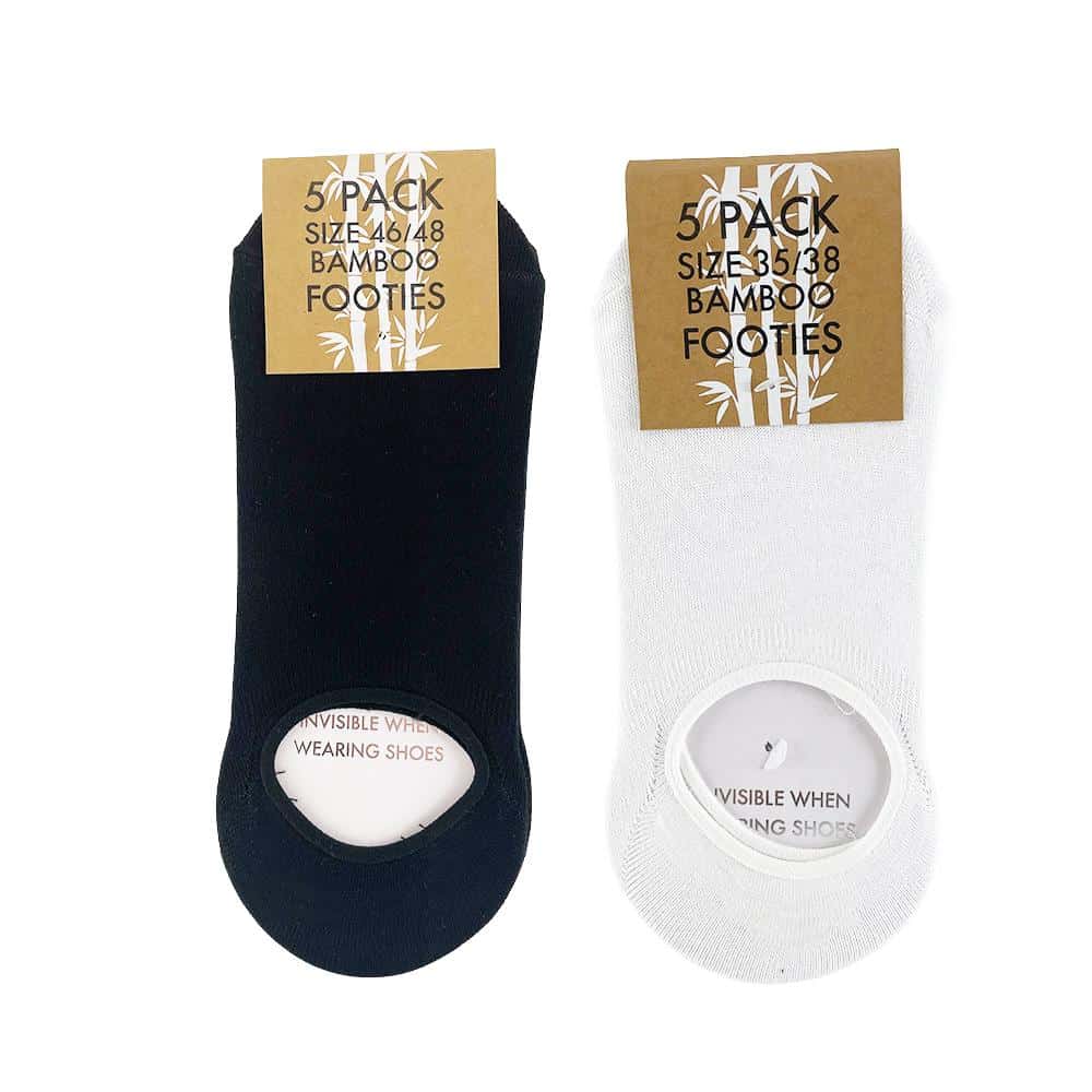 Bambus Footies 5 par (sort eller hvid)