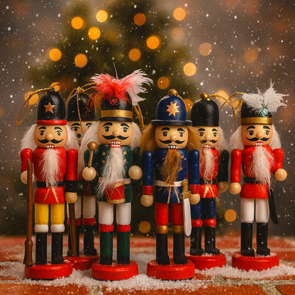 Nøddeknækker figurer i Træ  - 12,5 cm, sæt med 6 figurer -