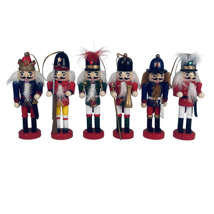 Nøddeknækker figurer i Træ  - 12,5 cm, sæt med 6 figurer -