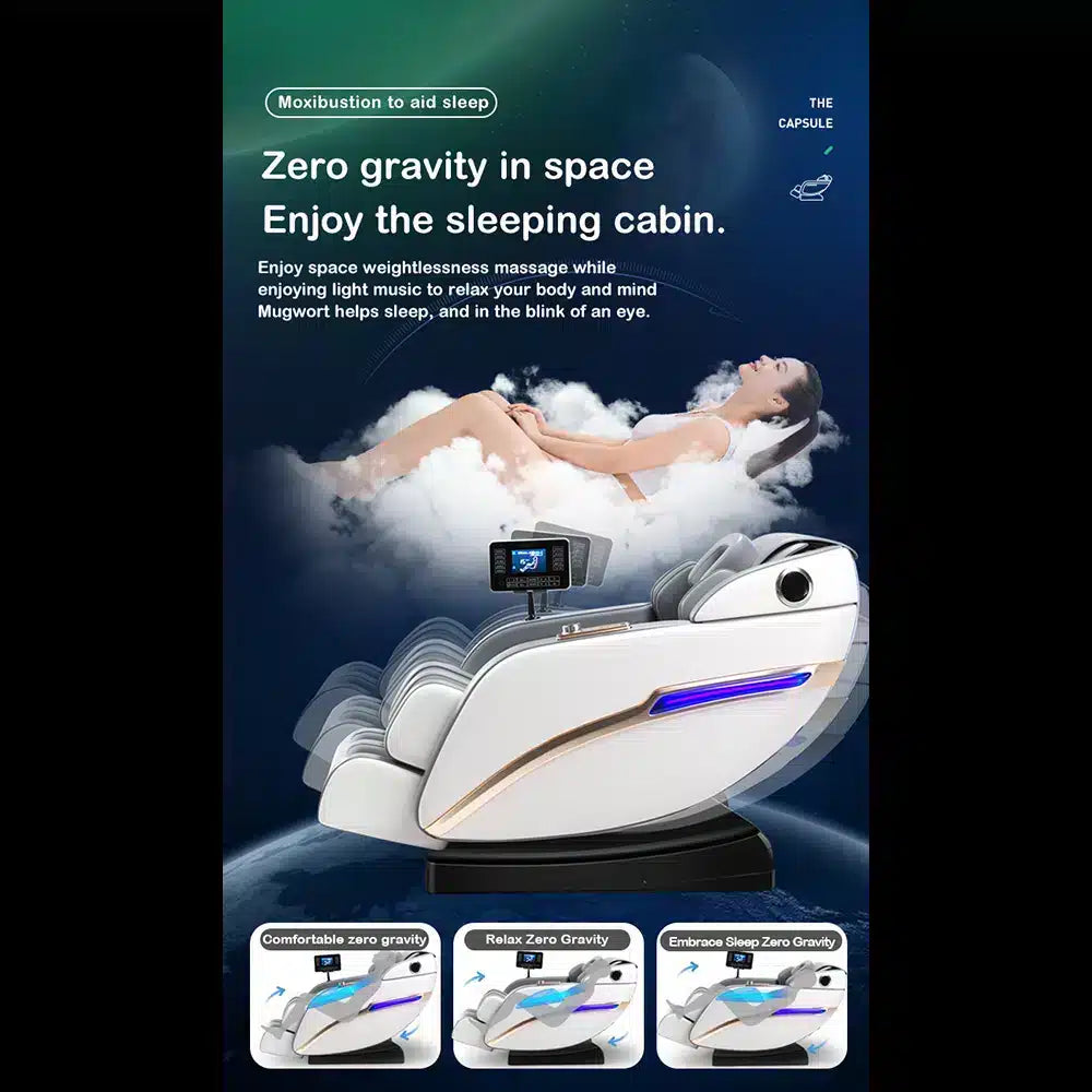 Massagestol 4D Pro+ Sort med Varmeterapi og Stemmekontrol - Model M9 Sort
