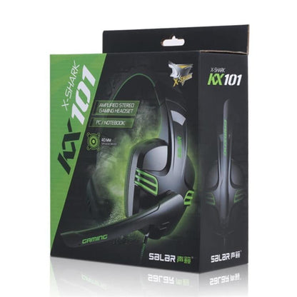 Gamer PC Headset m/mikrofon og stereo lyd - sort/grøn -