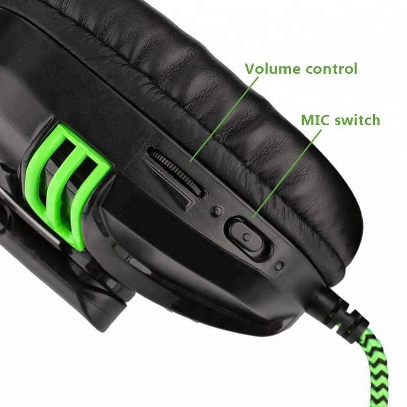 Gamer PC Headset m/mikrofon og stereo lyd - sort/grøn -