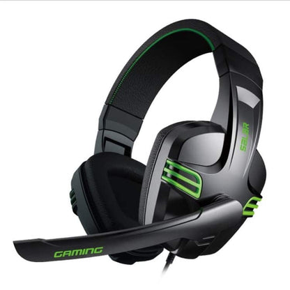 Gamer PC Headset m/mikrofon og stereo lyd - sort/grøn -