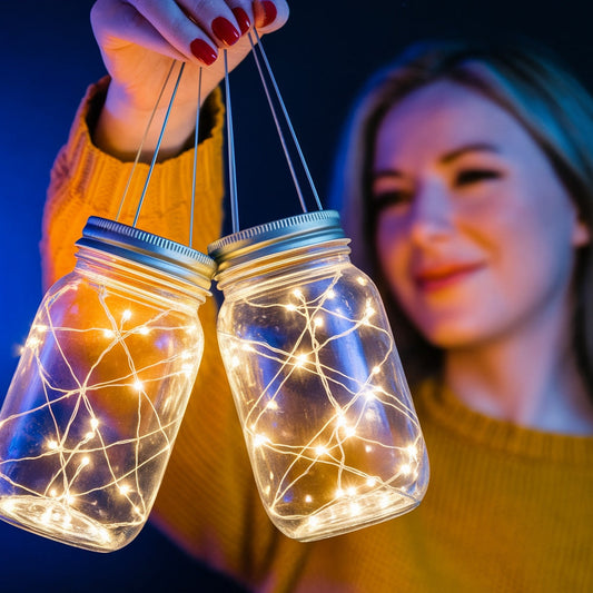 Lanterne Solcelle m/dekorativ LED bånd og håndtag - 2 stk. -