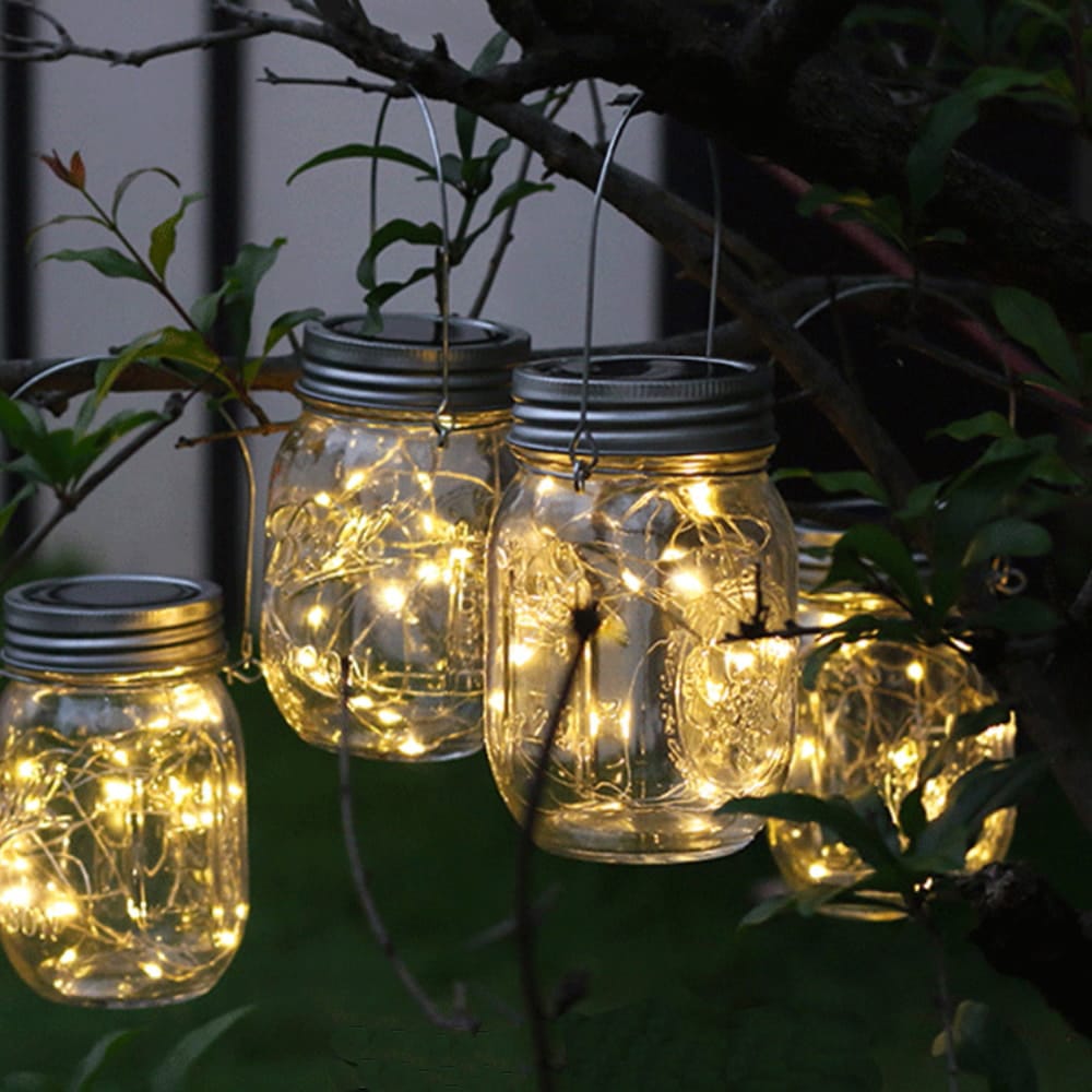 Lanterne Solcelle m/dekorativ LED bånd og håndtag - 2 stk. -