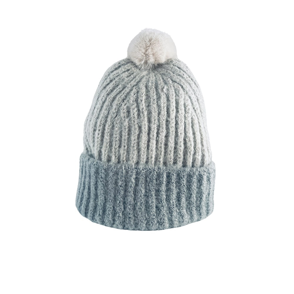 Trendy strikhue med kvast og foldekant