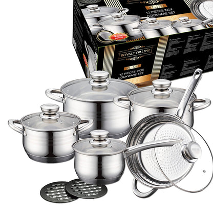 Royalty Line Grydesæt i rustfrit stål (12 dele)