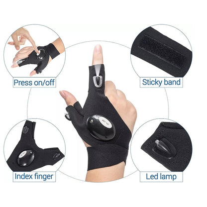 Handsker med indbygget LED-lys