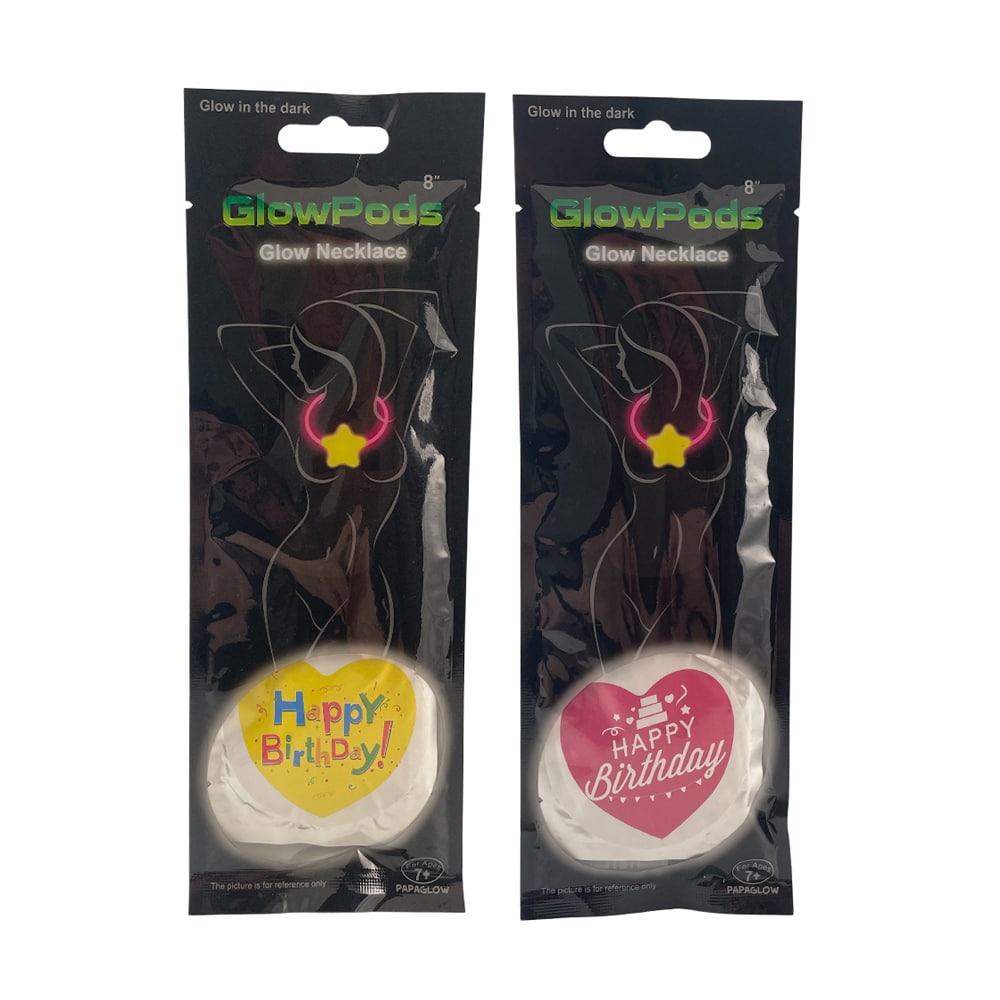 Halskæde m/hjerte- Selvlysende glow stick - 2 modeller