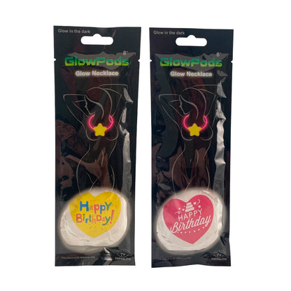 Halskæde m/hjerte- Selvlysende glow stick - 2 modeller