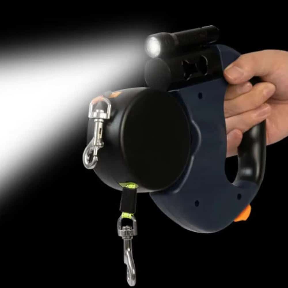 Dobbelt Hundesnor med Indbygget LED-Lys og Hundeposeholder