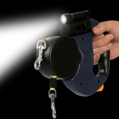 Dobbelt Hundesnor med Indbygget LED-Lys og Hundeposeholder