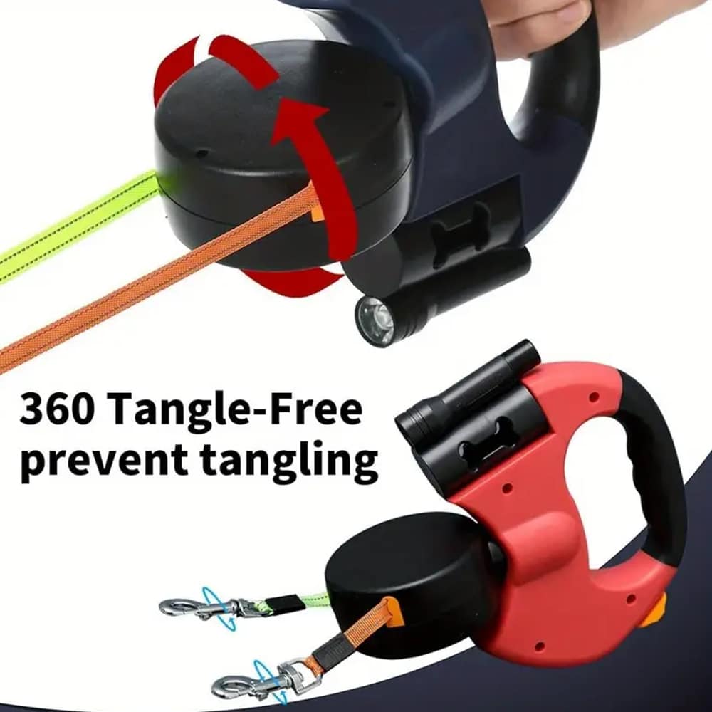 Dobbelt Hundesnor med Indbygget LED-Lys og Hundeposeholder