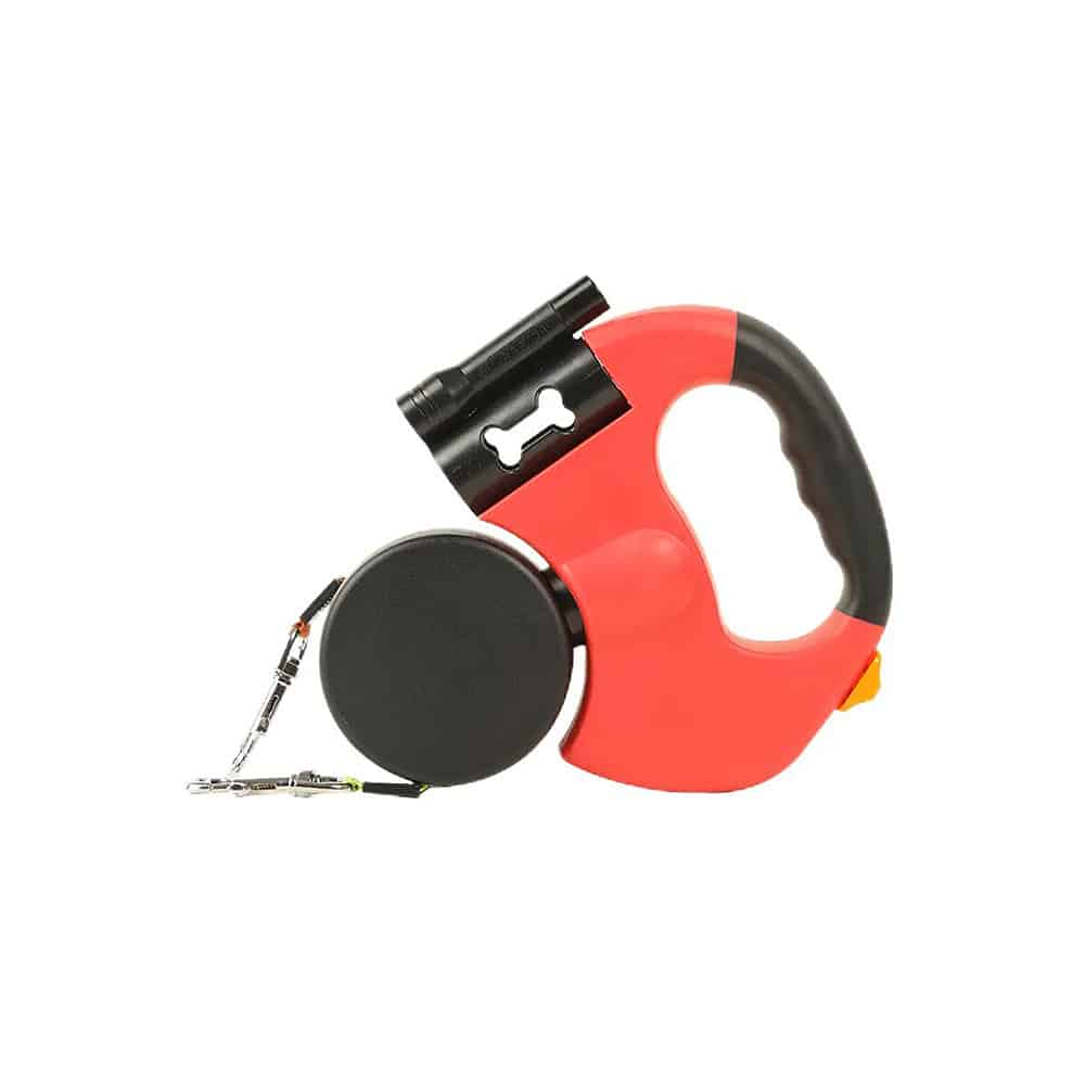 Dobbelt Hundesnor med Indbygget LED-Lys og Hundeposeholder