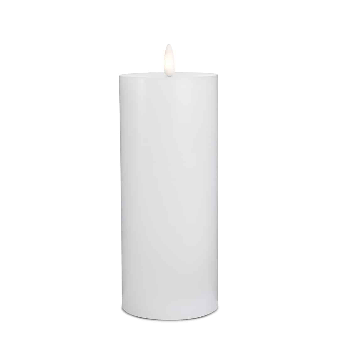 LED Stearinlys -1 stk. - ø7,5 x 20 cm - m/3D flamme - (flere farver)