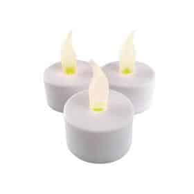 LED Fyrfadslys i plastik - 12 stk. - ø3,5 x 5 cm - hvid - (inkl. batterier)