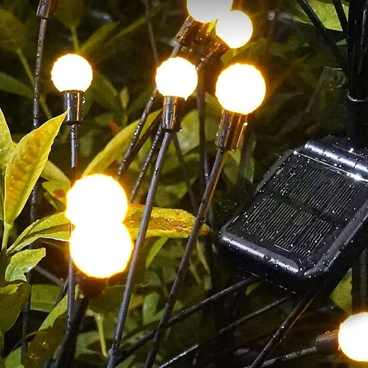 Ildfluelys til haven (2-pak) – Solcellelamper på spyd, 70 cm, 6 LED