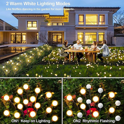 Ildfluelys til haven (2-pak) – Solcellelamper på spyd, 70 cm, 6 LED