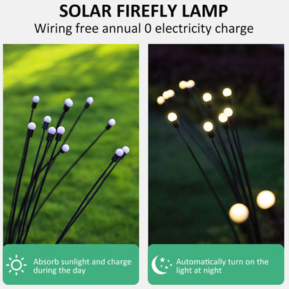 Ildfluelys til haven (2-pak) – Solcellelamper på spyd, 70 cm, 6 LED